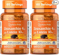 Puritan's Pride Zeaxanthin 4mg with Lutigold™ Lutein 10mg Carotenoids, Dietary Supplement for Healthy Eyes and Vision, 60 Easy-to-Swallow Rapid Release Softgels (Pack of 2)