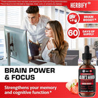 HERBIFY Lions Mane Supplement - Daily Mushroom Supplement for Memory, Focus & Clarity - Brain Booster - Lions Mane Tincture for Immune Support - 4 Fl oz Strawberry Flavor