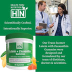 Health Thru Nutrition Lutein + Zeaxanthin Gummies | Trans-Isomer Form | 20mg Lutein & 4mg Zeaxanthin Trans-isomers | Golden Mango Flavor | Eye Support | Non-GMO, Vegan| 60 Gummies