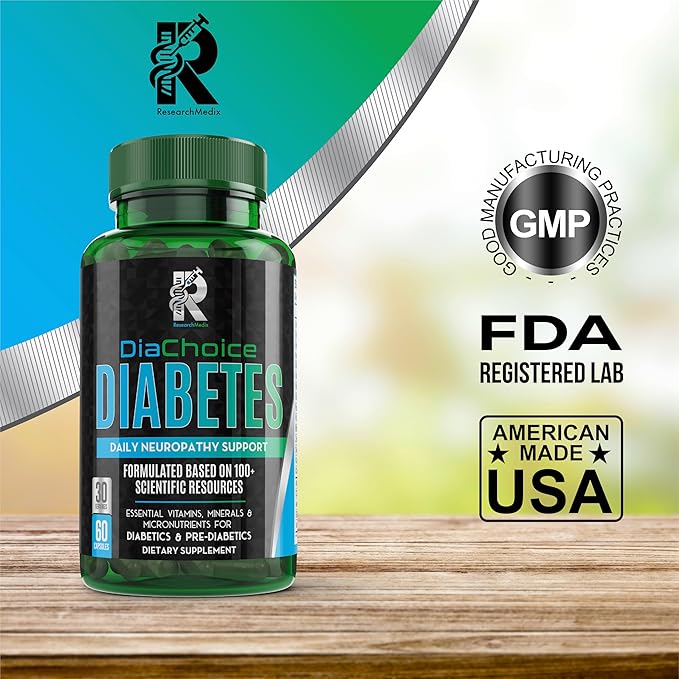 DiaChoice Neuropathy Support with Alpha Lipoic Acid 600 mg, to Fortify Nerve Health & Support Healthy Nerve Function, ALA, Co Q10, Magnesium, Zinc, Vitamins B12, B9, B6, B3, B2, B1, D, C, E & 5 more