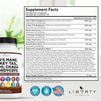 Lions Mane Mushroom Supplement with Turkey Tail Reishi Cordyceps Chaga with Marshmallow Root - 1-Pack