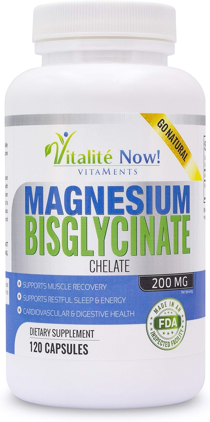 Magnesium Bisglycinate 200mg - 100% Chelated Capsules for Superior Absorption - Gentle Formula, No Laxative Effect - Sleep Energy Cramps Muscle Support - Fully Reacted & Buffered