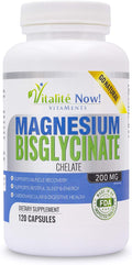 Magnesium Bisglycinate 200mg - 100% Chelated Capsules for Superior Absorption - Gentle Formula, No Laxative Effect - Sleep Energy Cramps Muscle Support - Fully Reacted & Buffered