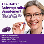 Ashwagandha Gummies & Vitamin D3 Gummies Organic Aswangdha Supplement for Improve Sleep, Stress Relief & Mood Calm (Grape Berry,Non-GMO, Gluten-Free & Sugar Free)-2 Pack