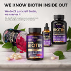 Liquid Biotin & Collagen 60,000 mcg - Vitamins for Hair Growth Support - Extra Strength Drops for Women & Men - Liquid Collagen Supplement - Strong Nails & Healthy Skin - Made in USA - 2 Fl Oz