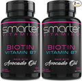(2 Pack) Smarter Biotin 5000mcg in Avocado Oil, Vitamin B7, Non-GMO, 90 Mini Liquid Softgels, No Soy