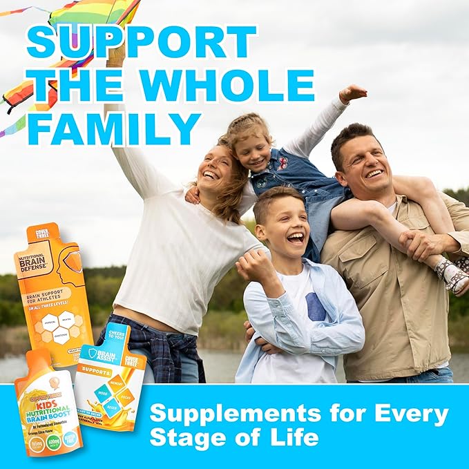 Cover Three Brain Assist Brain Supplement, Nutritional Focus Supplement with Curcumin, Uridine, Orange Slice Liquid Brain Support Formula, High Performance Memory Supplements