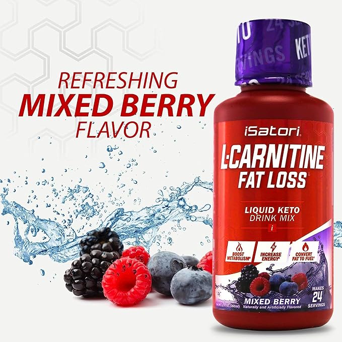 iSatori L-Carnitine 1500, Triple-Blend Liquid L Carnitine Supplement, with Acetyl & Tartrate, Stimulant Free Energy, Low Calories, Sugar or Gluten, Keto-Friendly, Mixed Berry Flavor (24 Servings)