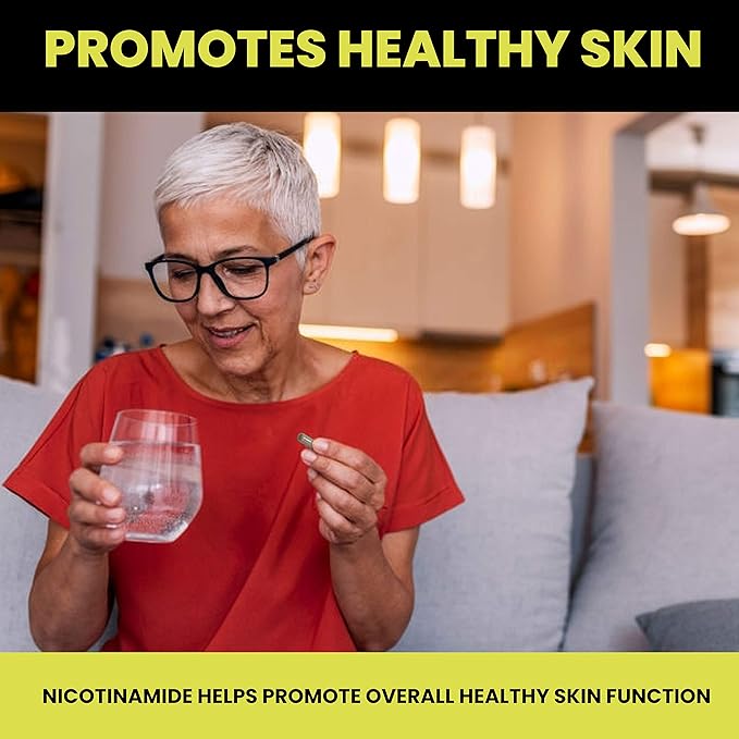 Nicotinamide Non-Flushing Vitamin B3 and D3 Supplement | Vegetarian and Gluten-Free Oral Nicotinamide Supplement with Vegetable Cellulose Casings | Promotes Healthy Skin | 60 Capsules | 500mg