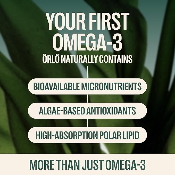 Orlo Vegan Omega 3 Algae Oil 1000mg - Natural Icelandic Nordic Omega-3 EPA & DHA Supplement - Fish Oil & Krill Alternative for Heart & Brain – 60 Easy-to-Swallow Burpless Mini Softgels