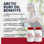 Arctic Ruby Oil - Omega 3 Supplement with Astaxanthin 2mg - Contains Essential Fatty Acids & Antioxidants - Supports Heart, Brain, Eye, Skin, Joint & Immune Health - 60 Softgels (2 Pack)