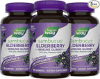 Nature's Way Sambucus Elderberry Gummies, Immune Support Gummy for Adults & Kids Ages 4+ with Black Elderberry Extract, Vitamin C, Vitamin D3, and Zinc*, 60 Gummies (Set of 3)