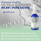 FWS Colloidal Silver Spray - 4 oz - Clear Silver - 50 ppm - 99.99% Pure Silver - Daily Immune Support