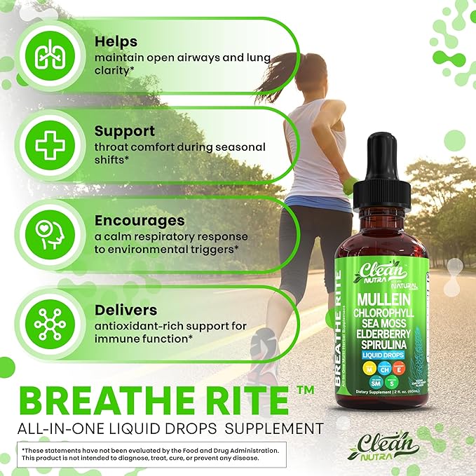 Organic Mullein Liquid Drops With Chlorophyll for Lung Detox Plus Irish Sea Moss, Spirulina, Licorice, Tart Cherry, Lobelia, Motherwort, And Elderberry For Men Women Health Supplement Vitamin (2)