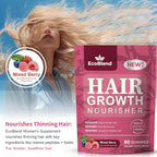 Hair Growth Gummies Women Vitamins—excellerator Nourish Hair and Nail Promote Fuller Locks with a Natural, Gentle Formula—Filled Gummies—Mixed Berry Flavor—90 Count (45-Day Supply)