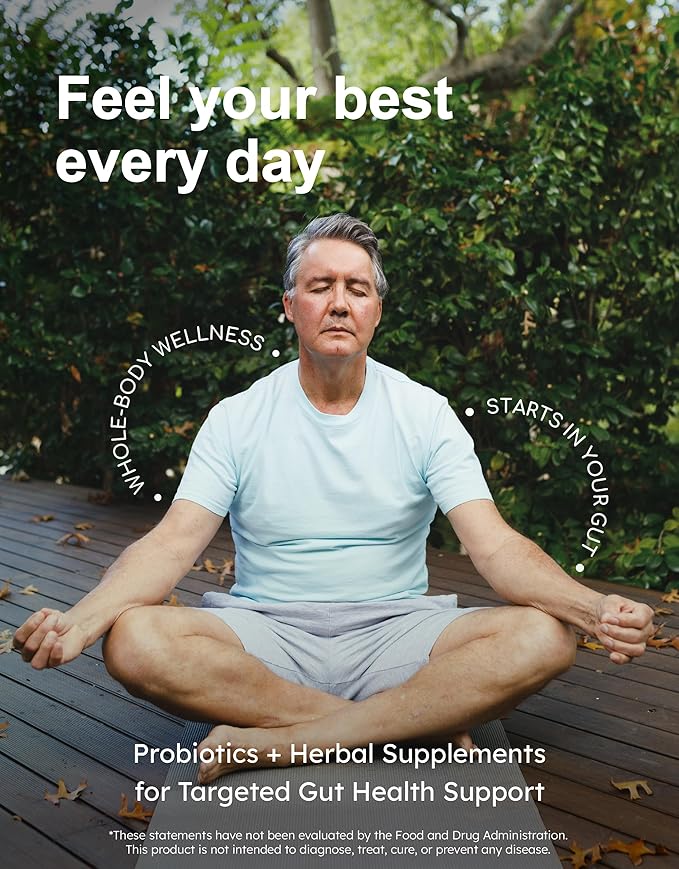 Overgrowth Probiotics for Women and Men with Saccharomyces Boulardii, Lactobacillus Reuteri & Bifidobacterium for Supporting Gut Health & Digestive Health, Gluten Free, 30 Capsules