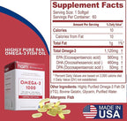 HAIM Omega-3 1000 Fish Oil Softgels — 1120mg Omega-3 with EPA DHA Fatty Acids — Burpless, Odorless, No Fishy Smell — Triple Strength Concentrated Supplement — Nutritional Softgels — 60 Count