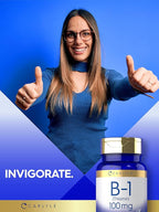 Carlyle B1 Vitamin 100mg | 300 Tablets | Supplement for Women & Men | as Thiamin HCl | Vegan, Non-GMO & Gluten Free