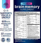Brain Memory Supplement Pills - 3X Strength Nootropics for Concentration, Clarity & Focus Support - Brain Health Cognitive Vitamins with Bacopa, Phosphatidylserine & DMAE, Brain Booster - 120 Capsules