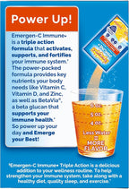 Emergen-C Immune+ Triple Action Immune Support Powder, BetaVia (R), 1000mg Vitamin C, B Vitamins, Vitamin D and Antioxidants, Super Orange – 30 Count