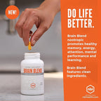 NBI Brain Blend for Memory, Focus, Concentration, Cognitive Function for Men & Women | Caffeine-Free with ALCAR, Alpha Lipoic Acid, Huperzine A, Turmeric | Nootropic | 120ct Capsules