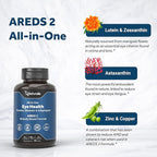 Naturalis Areds2 Clinically Based Eye Supplement | Lutein, Zeaxanthin, Astaxanthin, Bilberry, Blueberry, Cranberry & Grape Seed Adaptogen Blend | 60 Vision Essential Softgels