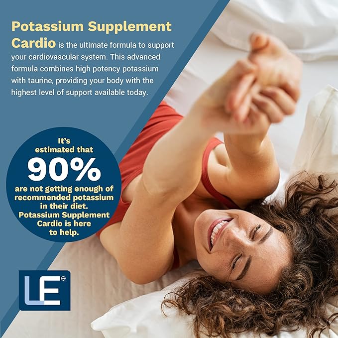 Life Enhancement High Potency Potassium Supplement Cardio synergestic Formula, 750mg Potassium/500 mg Taurine Supports and optimizes Cardiovascular Health Made in USA (120 Capsules – 60 Servings)