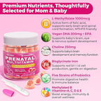 Prenatal Multivitamin Gummy for Women w/Methylfolate 1mg, Iron Choline Omega-3(DHA+EPA), Prenatal Vitamins for Women Gummies, Postnatal Vitamins | Before,During & After Pregnancy, Sugar Free,120Cts