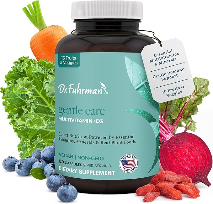 Dr. Fuhrman 2 Month Supply Multivitamin for All + D3 Vitamin for Immune Support | Vegan Formula Womens Multivitamin with B12 & Zinc | Whole Food multivitamin with 17 Fruits & Veggies