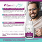 ADK Vitamin Supplement – Vitamins A, D3 & K2 MK-7 for Bone Health & Calcium Absorption – Gluten-Free, Non-GMO, Soy-Free – 60 Capsules (2-Month Supply)