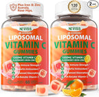 Liposomal Vitamin C 1000mg Gummies for Adults - Vitamin C Chewable with Elderberry, Zinc & 8mg Iron, Sugar Free Vit C Supplements, Daily Immune Support Gummies for Energy, Collagen Booster, 120 Counts