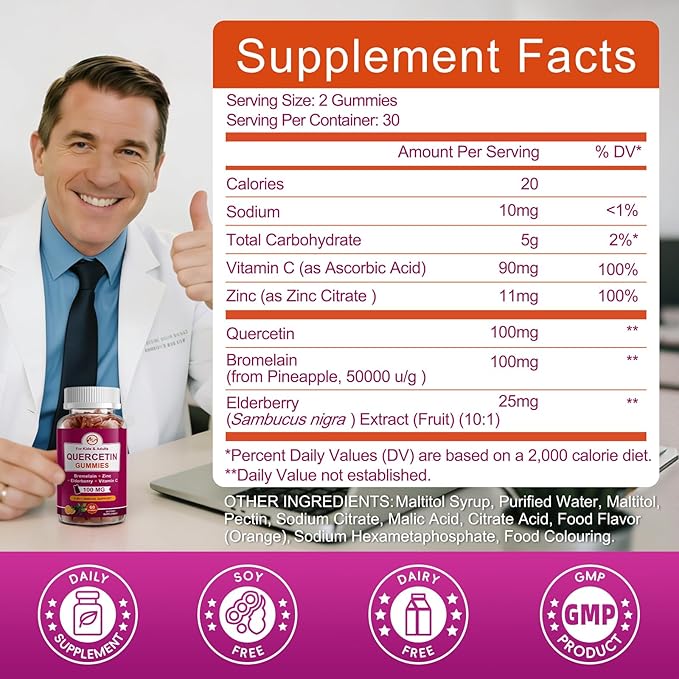 M inch Beet Root Gummies & Quercetin Gummies - Blood* Pressure Support & Immune Support