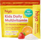 Hiya Kids Multivitamin – 15+ Essential Vitamins & Minerals with Fruits & Veggies for Ages 2+, Supports Growth, Development & Immune, 0g Sugar – 20 Stick Packs for Toddlers & Kids