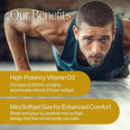 Pure Micronutrients Pure D3 – Vitamin D3 5000 IU, Natural Vitamin D Supplements (Cholecalciferol) - Immune Support, Healthy Muscle Function & Bone Health - 90 Mini Softgels