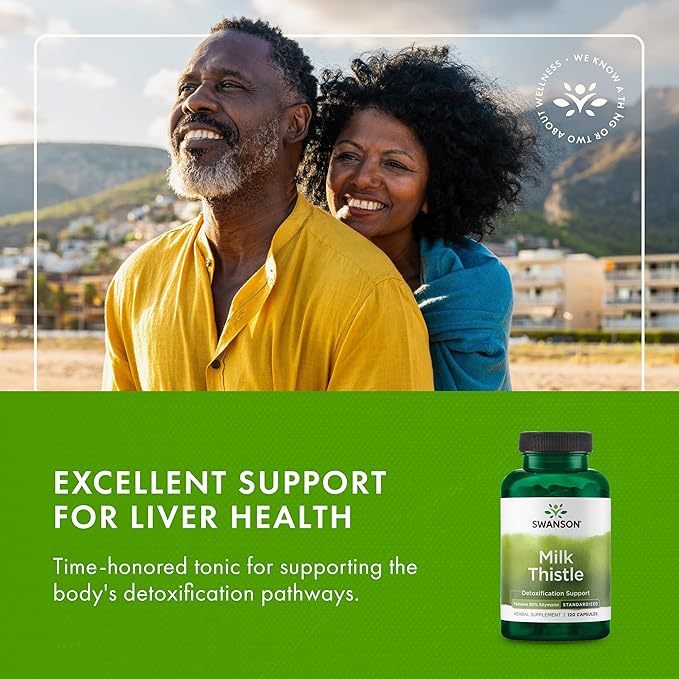 Swanson Milk Thistle (Standardized) - Herbal Liver Support Supplement w/ 80% Silymarin - Natural Formula Helping to Maintain Overall Health & Wellbeing - (120 Capsules) (4 Pack)