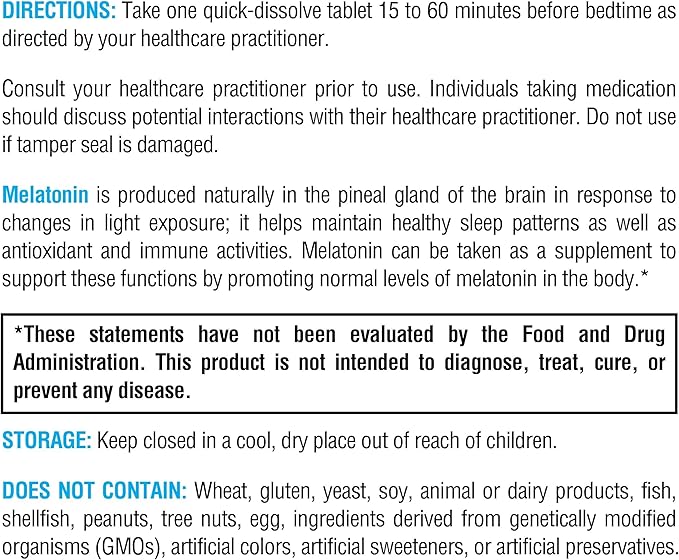 XYMOGEN Melatonin - 3 mg Melatonin Supplement - Sleep Pattern & Circadian Rhythm Support - Quick-Dissolve Tablet - Vegan & Gluten-Free - Peppermint Flavor - 60 Tablets