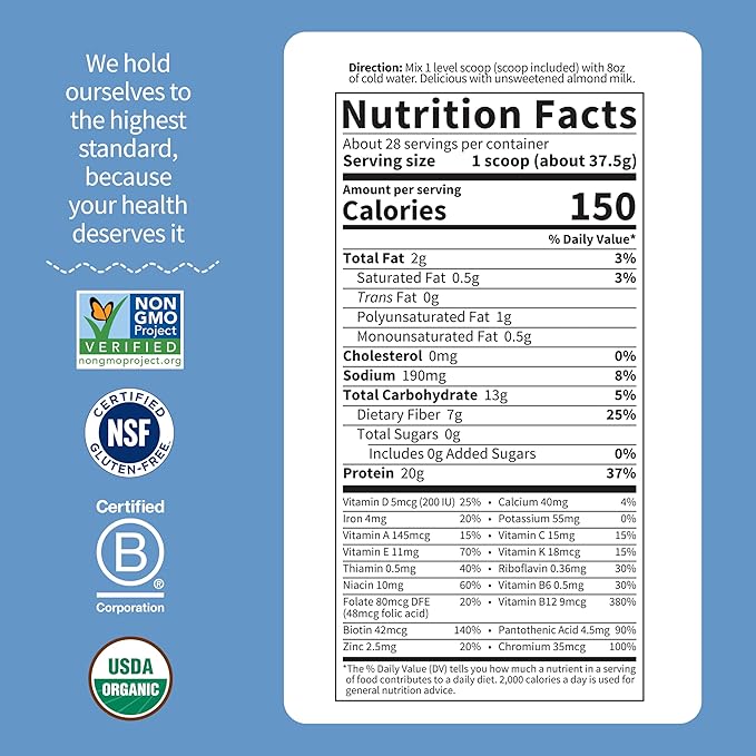 Garden of Life Meal Replacement Shakes, Raw Organic, Vanilla Protein Powder with Plant Based Pea Protein, Sprouts, Greens, Probiotics, Dairy Free 28 Servings