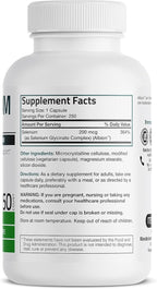Bronson Selenium 200 mcg – Yeast Free Chelated Amino Acid Complex - Essential Trace Mineral with Superior Absorption, 250 Vegetarian Capsules