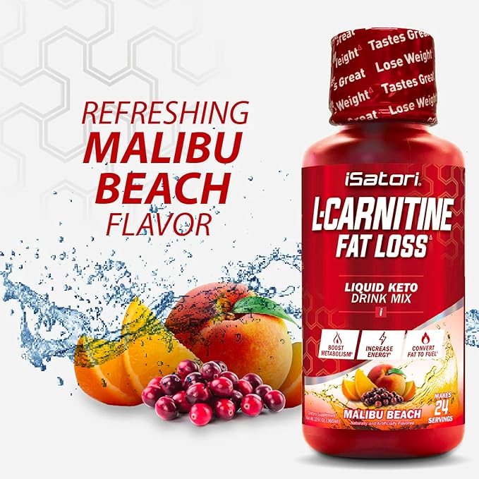 iSatori L-Carnitine 1500, Triple-Blend Liquid L Carnitine Supplement, with Acetyl & Tartrate, Stimulant Free Energy, Low Calories, Sugar or Gluten, Keto-Friendly, Malibu Beach Flavor (24 Servings)
