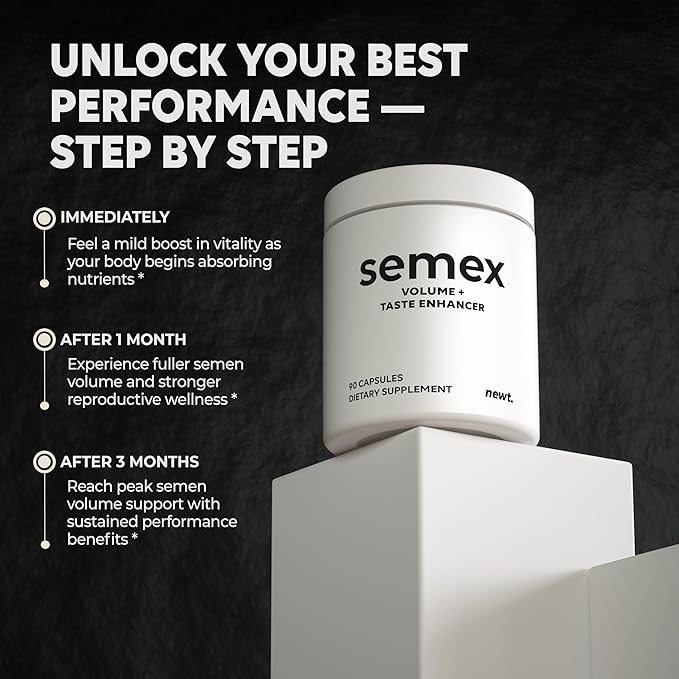 SEMEX Semen Volume Booster – Doctor Formulated Natural Support for Male Sperm Health, Load Volume Boost & Stamina – Non-GMO, Vegan, Gluten-Free, Fertility Supplement Made in USA - 90 Count