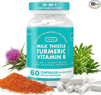 The Plug Liver Cleanse Detox & Repair Milk Thistle (Silymarin), Turmeric, Dandelion Root & Vitamin B– Herbal Capsules for Liver, Digestive & Immune Support – Non-GMO, Gluten-Free, Kosher – 60 Capsules