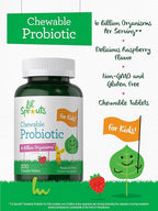 Carlyle Probiotics for Kids Chewable | 200 Count | 6 Billion CFUs | Raspberry Flavor | Non-GMO & Gluten Free Supplement | by Lil' Sprouts