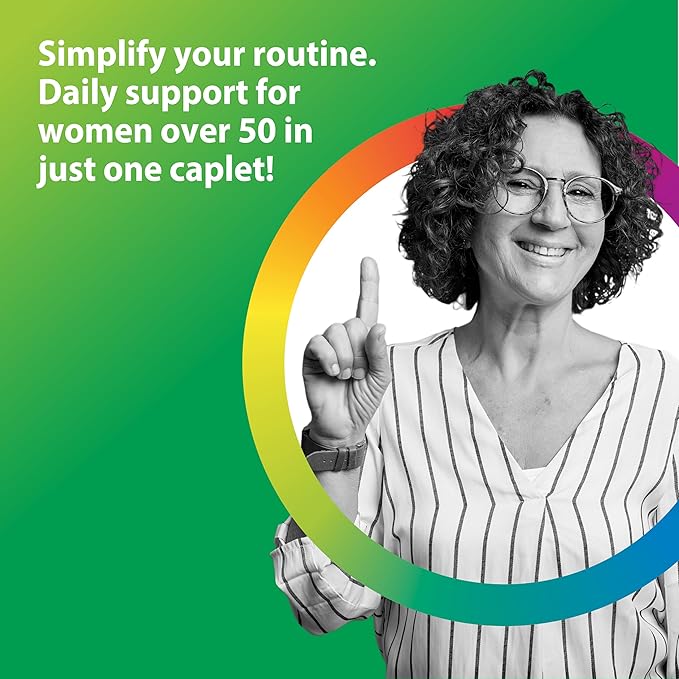 Rainbow Light Womens One + Multivitamin 50 Plus | 90 Caplets | Supports Menopause | Real Food Nutrients, Digestive Enzymes & Probiotics