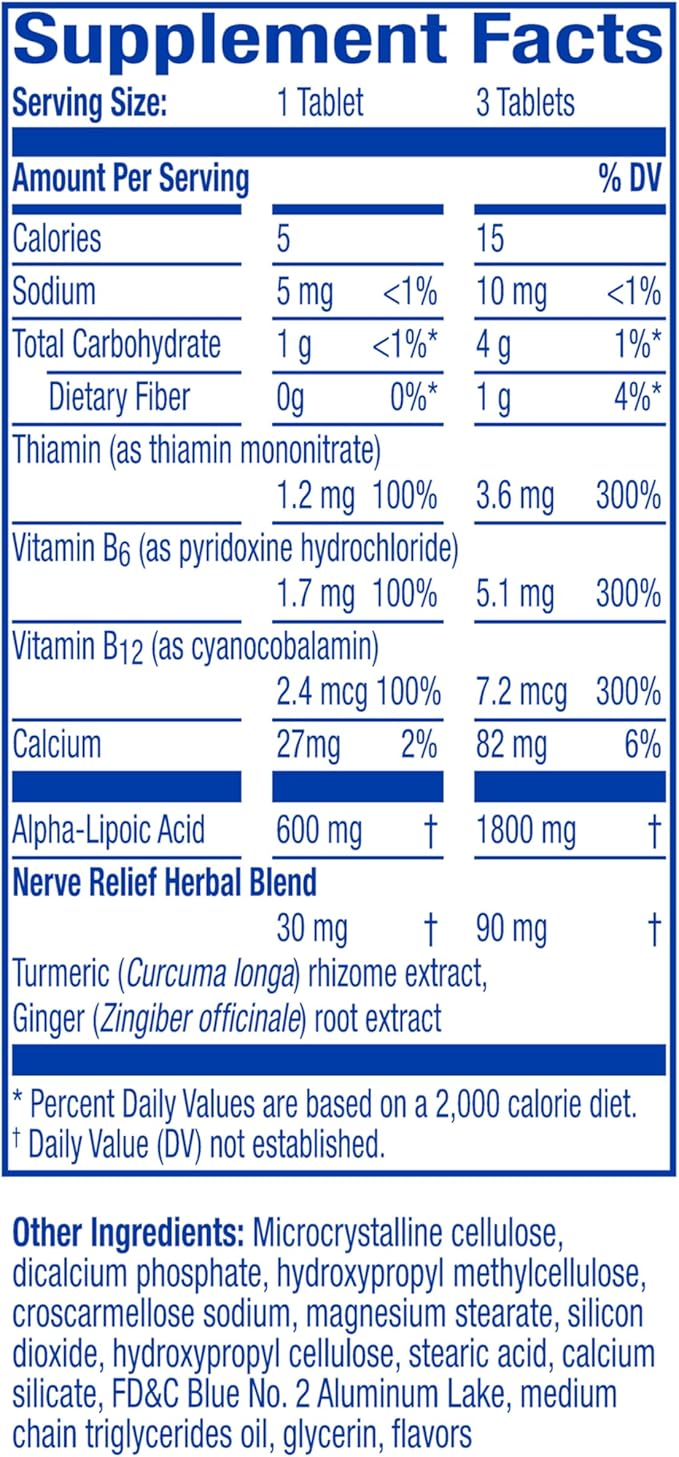 Nervive Nerve Relief, Occasional Nerve Discomfort II, Nerve Relief, Starts Working in 7 Days, Stabbing, Burning, Alpha Lipoic Acid, B Vitamins, Turmeric, Ginger, Nervive Supplement, 30 Tablets