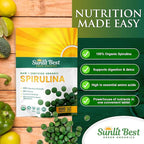 Sunlit Best Spirulina Tablets - Organic Spirulina Tablets USDA Premium 1000 Count - Natural Spirulinas Organic Burst for Immune Support Antioxidants, Energy Boost w/Chlorophyll - High Protein, Non GMO