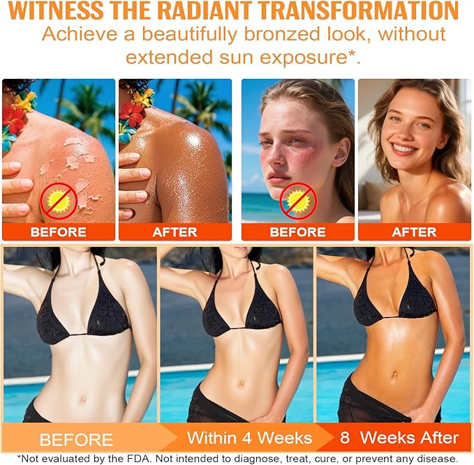 Daily Tanning Gummies - Enhance Natural Tan, Nourish & Protect Skin - with L-Tyrosine & Beta-Carotene - Sun-Free Glow - Watermelon Flavor, 60 Count