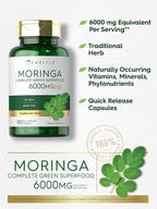 Carlyle Moringa Oleifera Supplement | 180 Capsules | Complete Green Superfood for Women and Men | Non-GMO and Gluten Free | from Moringa Leaf Powder