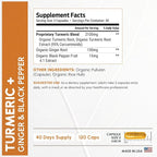Turmeric Supplement Extra Strength 2265mg - Turmeric Curcumin Supplement w/BioPerine Black Pepper - Tumeric and Ginger Supplements, 95% Curcuminoids, Supports Immune & Joint Health, 120 Caps
