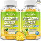 Potassium Citrate Gummies, High Potassium Supplement Gummies 1200mg Support Leg Cramps & Muscle Health, for Adults & Kids, Vegan, Pineapple Flavor 120 Count
