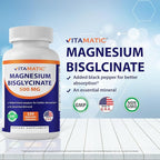 Vitamatic Magnesium (from Bisglycinate & Oxide) with Vitamin D3 & Zinc - 120 Veg Capsules - Supports Muscle, Joint, Nerve & Heart Health – Non-GMO, Gluten-Free (Pack of 2)